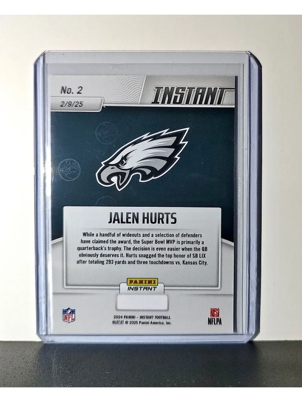 Jalen Hurts 2024 Panini Super Bowl LIX Champions NFL #2 Football Card Eagles